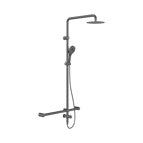 Nero Mecca Care 32mm T Bar Grab Rail 1100X750mm Twin Shower Set Gunmetal NRCS008GM