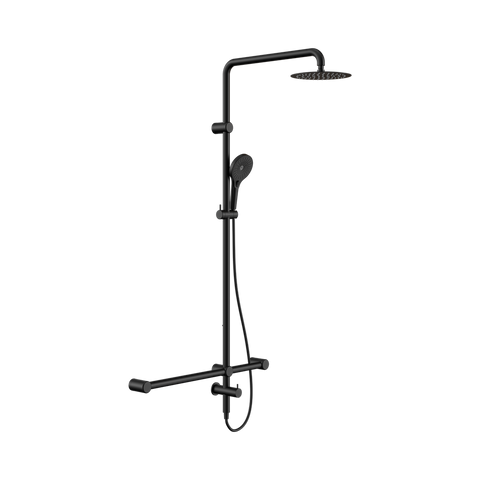 Nero Mecca Care 32mm T Bar Grab Rail 1100X750mm Twin Shower Set Matte Black NRCS008MB