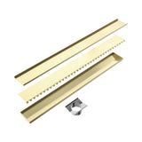 Nero Tile Insert V Channel 900x106mm Floor Grate 90mm Outlet Brushed Gold NRFG001HSBG