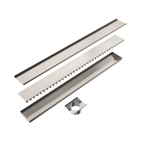 Nero Tile Insert V Channel 900x106mm Floor Grate 90mm Outlet Brushed Nickel NRFG001HSBN