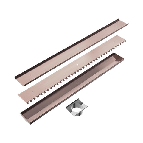 Nero Tile Insert V Channel 900x106mm Floor Grate 90mm Outlet Brushed Bronze NRFG001HSBZ