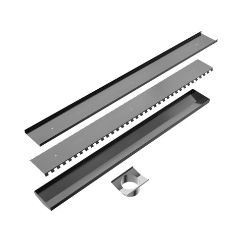 Nero Tile Insert V Channel 900x106mm Floor Grate 90mm Outlet Gunmetal NRFG001HSGM