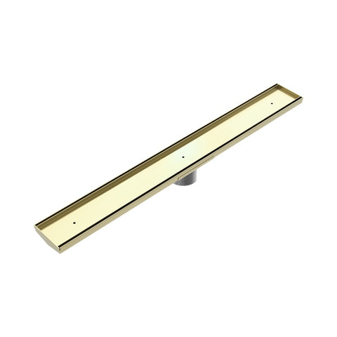 Nero Tile Insert V Channel 900x106mm Floor Grate 80mm Outlet Brushed Gold NRFG003hsBG