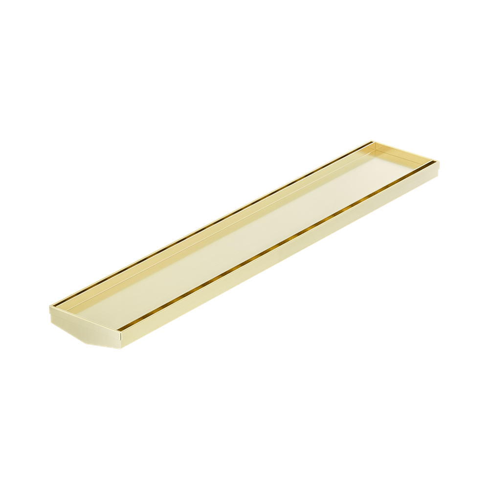 Nero Tile Insert V Channel Floor Grate 600x106x80/90mm (No Outlet) Brushed Gold NRFG004BG