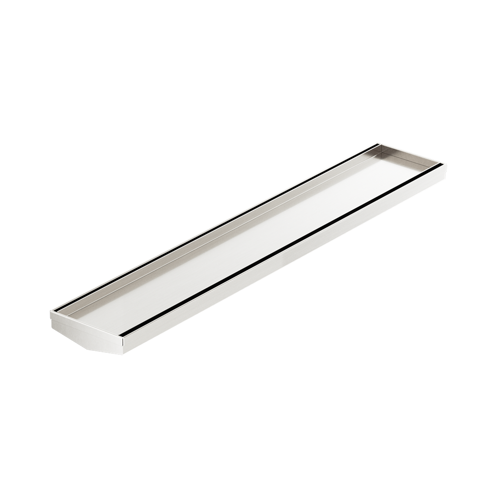 Nero Tile Insert V Channel Floor Grate 600x106x80/90mm (No Outlet) Brushed Nickel NRFG004BN