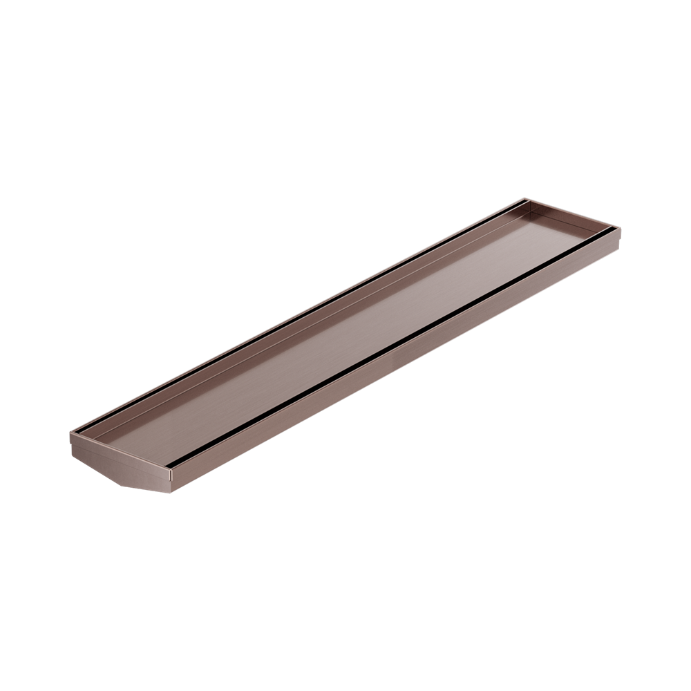 Nero Tile Insert V Channel Floor Grate 600x106x80/90mm (No Outlet) Brushed Bronze NRFG004BZ