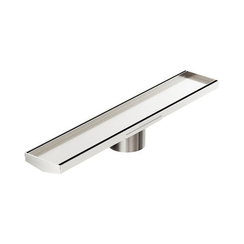 Nero Tile Insert V Channel 600x106mm Floor Grate 90mm Outlet Brushed Nickel NRFG004HSBN