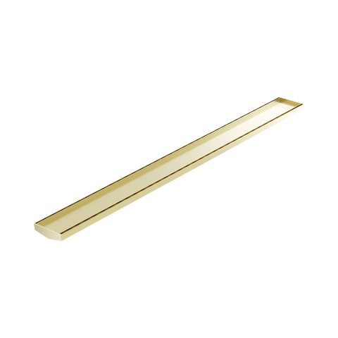 Nero Tile Insert V Channel Floor Grate 1200x106x80/90mm (No Outlet) Brushed Gold NRFG005BG