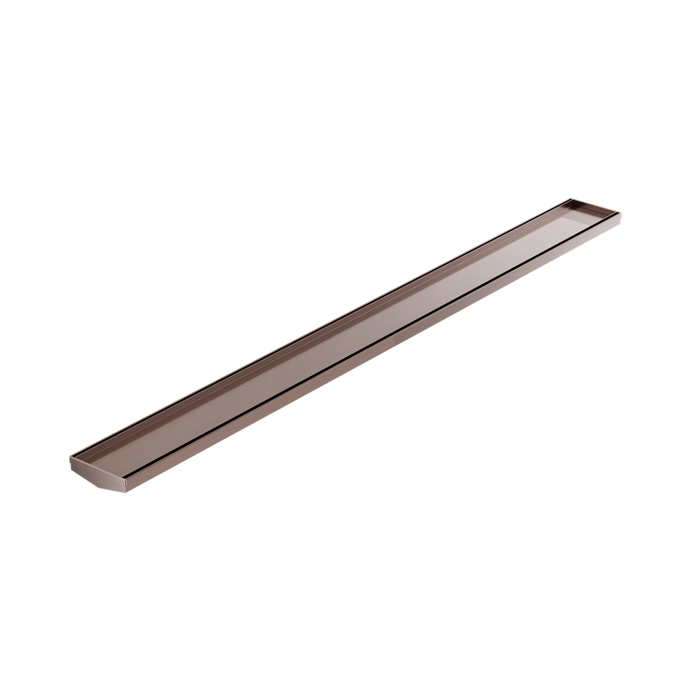 Nero Tile Insert V Channel Floor Grate 1200x106x80/90mm (No Outlet) Brushed Bronze NRFG005BZ