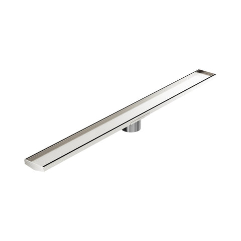Nero Tile Insert V Channel 1200x106mm Floor Grate 90mm Outlet Brushed Nickel NRFG005HSBN