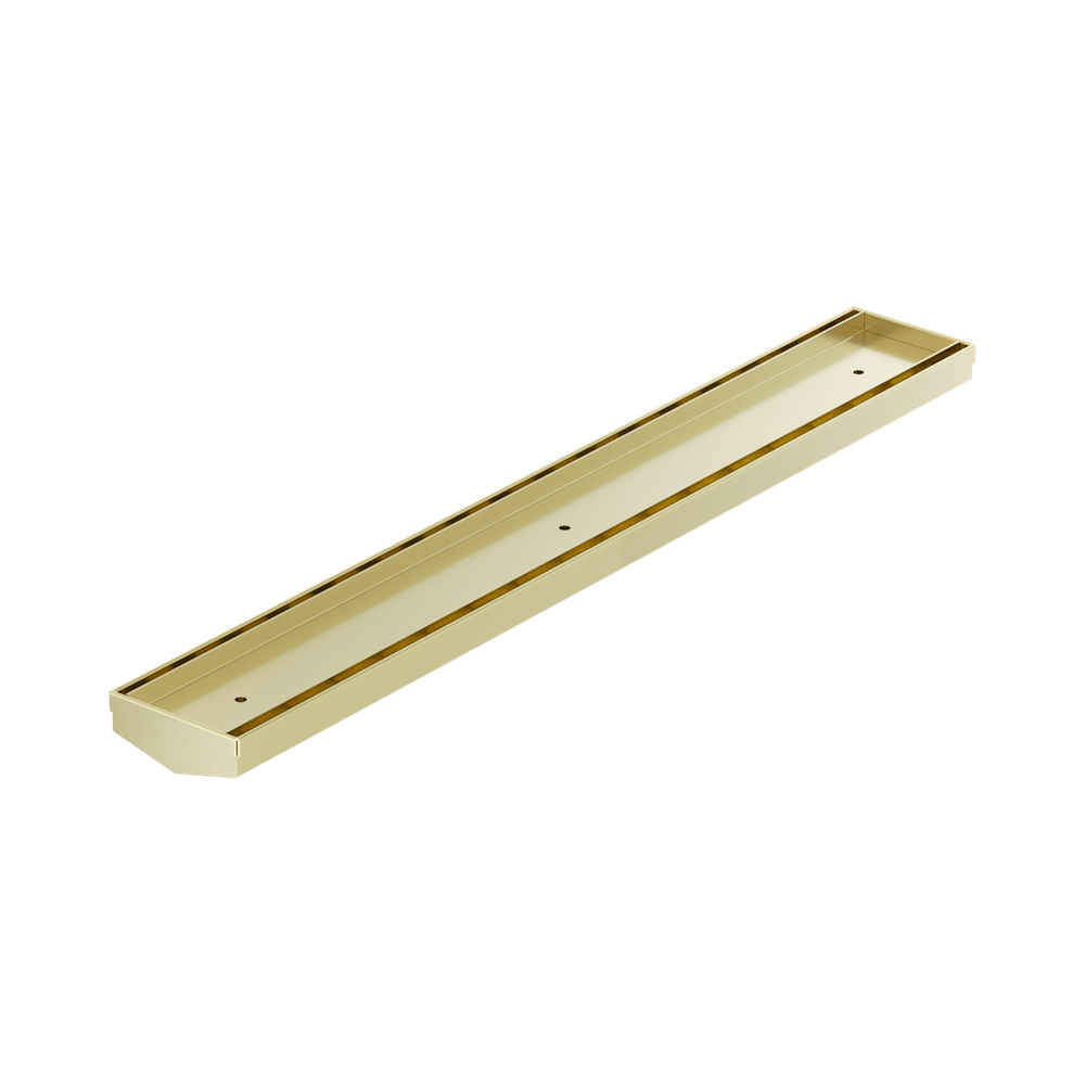 Nero Tile Insert V Channel Floor Grate 600x82x50mm (No Outlet) Brushed Gold NRFG006BG