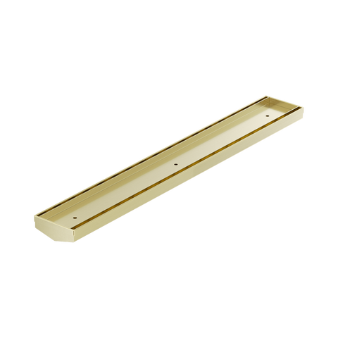 Nero Tile Insert V Channel Floor Grate 600x82x50mm (No Outlet) Brushed Gold NRFG006BG