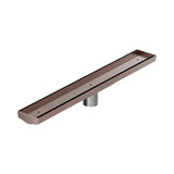 Nero Tile Insert V Channel 600x82mm Floor Grate 50mm Outlet Brushed Bronze NRFG006HSBZ