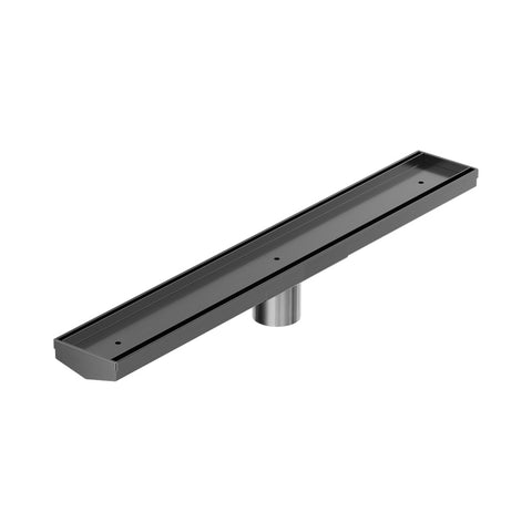 Nero Tile Insert V Channel 600x82mm Floor Grate 50mm Outlet Gunmetal NRFG006HSGM
