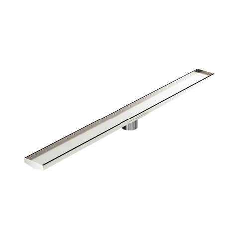 Nero Tile Insert V Channel 1200x106mm Floor Grate 80mm Outlet Brushed Nickel NRFG009HSBN