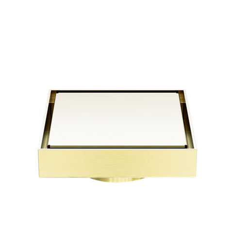 Nero 100mm Square Tile Insert Floor Waste 80mm Outlet Brushed Gold NRFW009BG