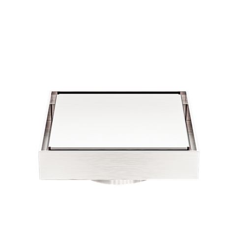 Nero 100mm Square Tile Insert Floor Waste 80mm Outlet Brushed Nickel NRFW009BN