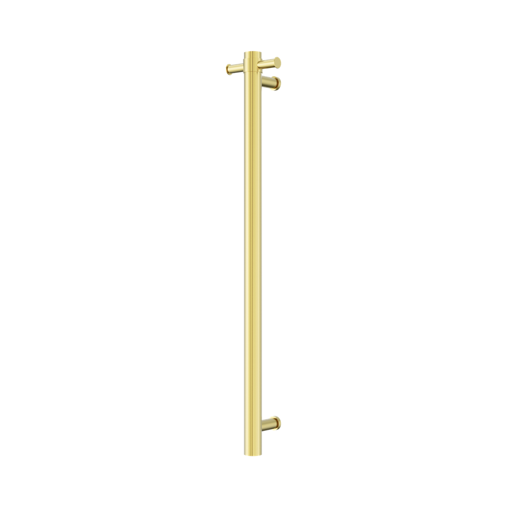 Nero Mecca Single Vertical Heated Towel Rail 240V Inc Robe Hook Brushed Gold NRV902HBG