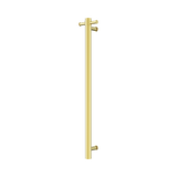 Nero Mecca Single Vertical Heated Towel Rail 240V Inc Robe Hook Brushed Gold NRV902HBG
