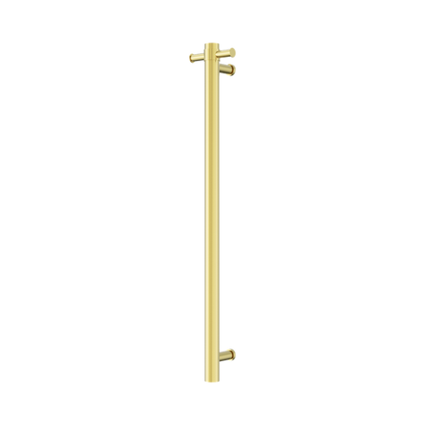 Nero Mecca Single Vertical Heated Towel Rail 240V Inc Robe Hook Brushed Gold NRV902HBG