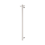 Nero Mecca Single Vertical Heated Towel Rail 240V Inc Robe Hook Brushed Nickel NRV902HBN