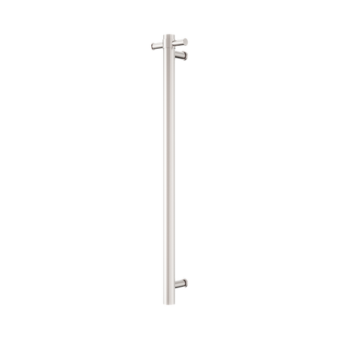 Nero Mecca Single Vertical Heated Towel Rail 240V Inc Robe Hook Brushed Nickel NRV902HBN