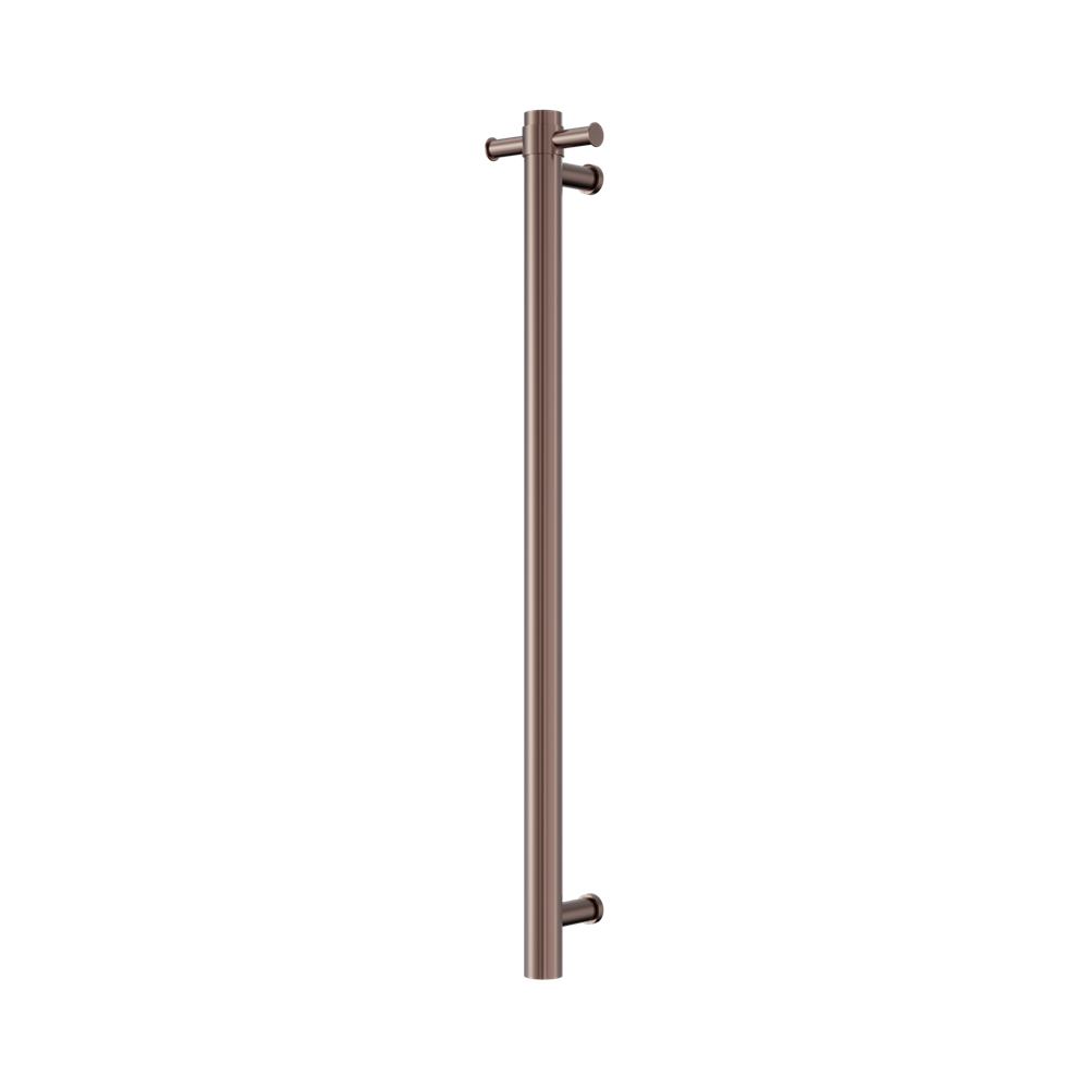 Nero Mecca Single Vertical Heated Towel Rail 240V Inc Robe Hook Brushed Bronze NRV902HBZ