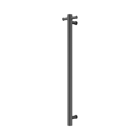 Nero Mecca Single Vertical Heated Towel Rail 240V Inc Robe Hook Graphite NRV902HGR