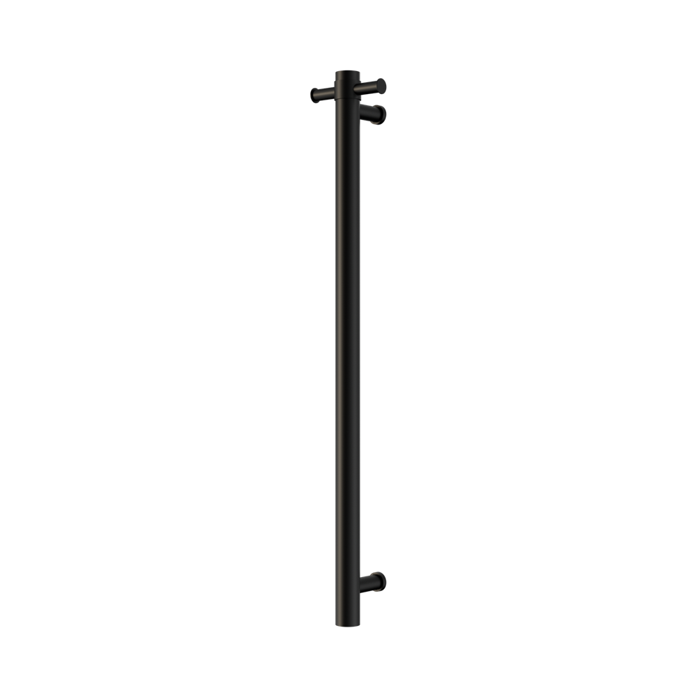 Nero Mecca Single Vertical Heated Towel Rail 240V Inc Robe Hook Matte Black NRV902HMB