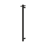 Nero Mecca Single Vertical Heated Towel Rail 240V Inc Robe Hook Matte Black NRV902HMB