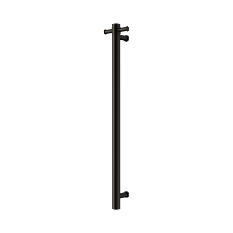 Nero Mecca Single Vertical Heated Towel Rail 240V Inc Robe Hook Matte Black NRV902HMB