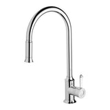 Phoenix Nostalgia Pull Out Sink Mixer 230mm Chrome/White NS710-62-1
