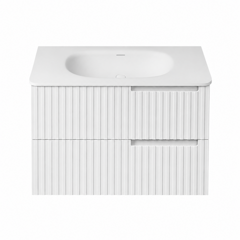 Otti Noosa Wall Hung Vanity 750mm Satin White / Chloe Silk Top NS750WMT-CS