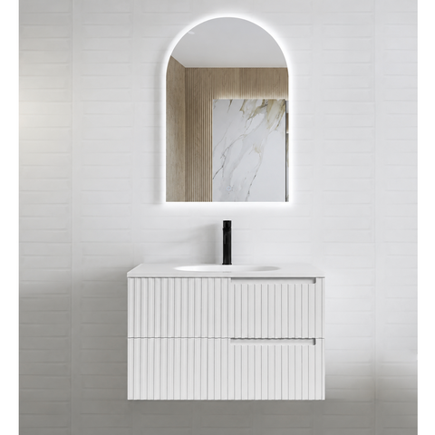 Otti Noosa Wall Hung Vanity 900mm Satin White / Chloe Silk Top NS900WMT-CS