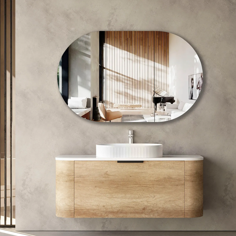 Otti Bondi Curve Wall Hung Vanity 1200mm Natural Oak / Matte White Top BO1200NST-MW