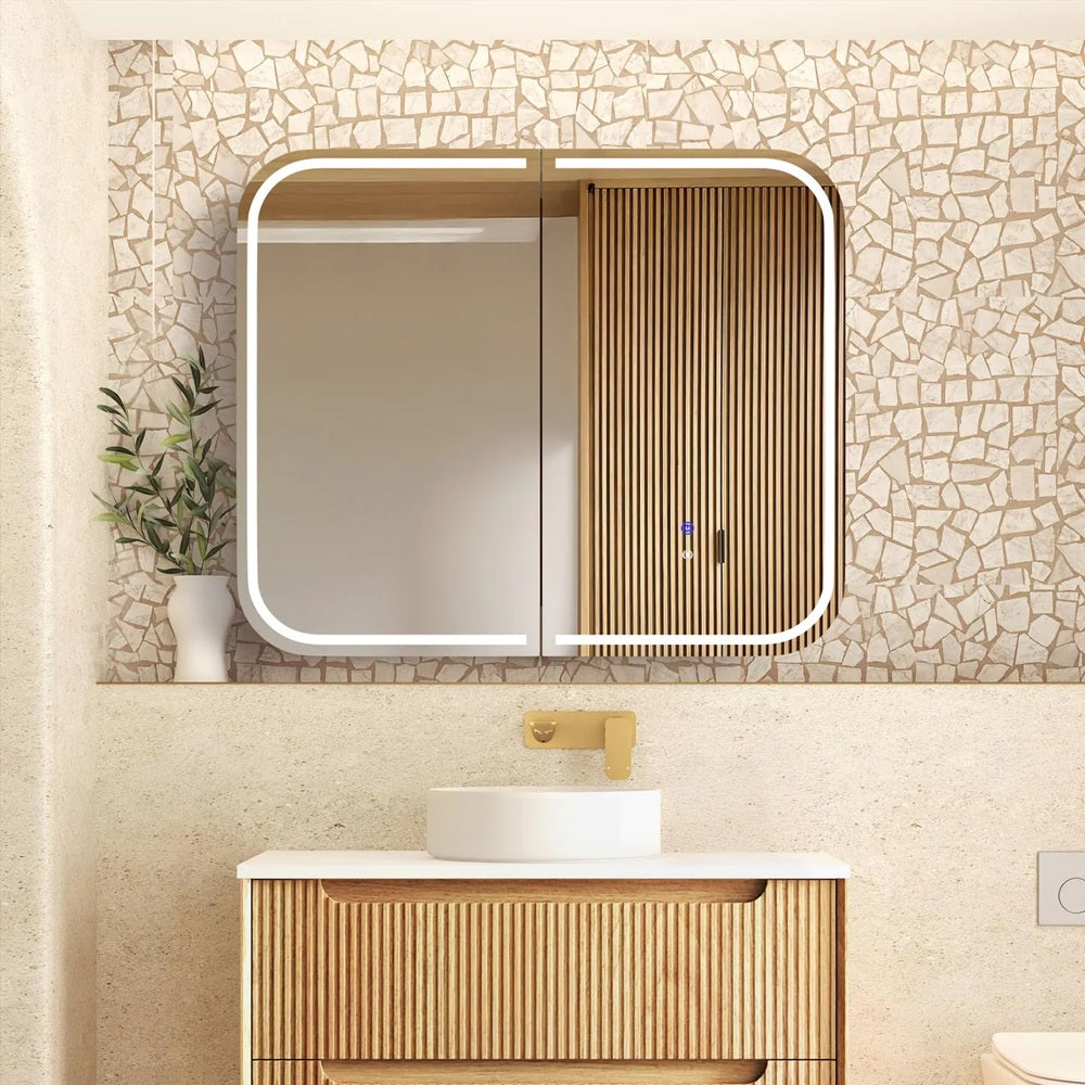 Otti Newport Shaving Cabinet 900x750mm Natural Oak SSQ9075N
