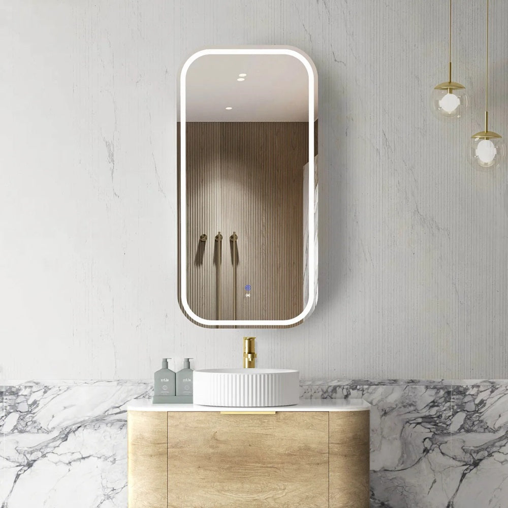 Otti Newport Soft Square LED Shaving Cabinet 900x450mm Natural Oak LED-SSQ9045N-VP
