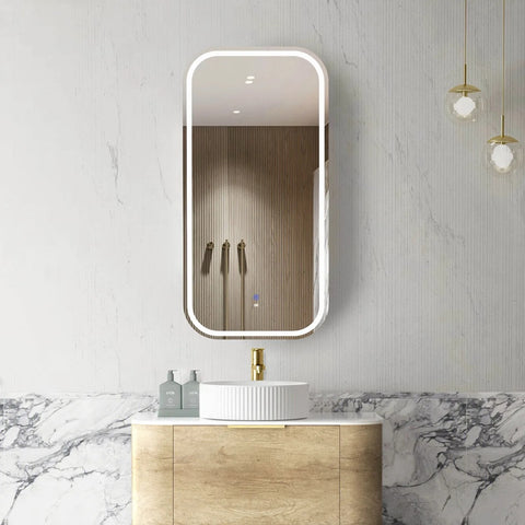Otti Newport Soft Square LED Shaving Cabinet 900x450mm Natural Oak LED-SSQ9045N-VP