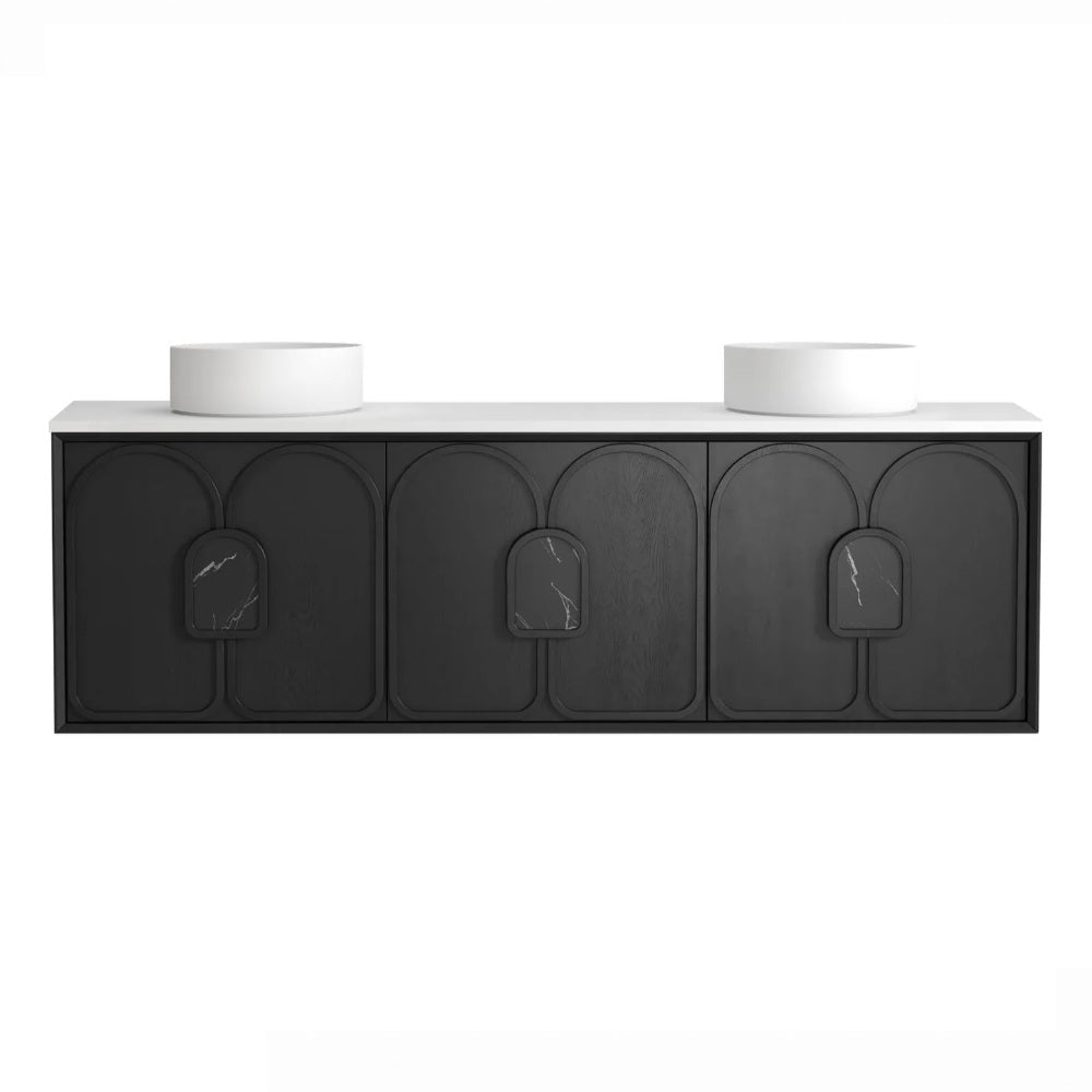 Otti Laguna Wall Hung Vanity 1800mm Black American Oak / Matte White Top LG1800BSTUD-MW