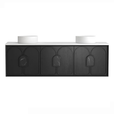 Otti Laguna Wall Hung Vanity 1800mm Black American Oak / Matte White Top LG1800BSTUD-MW