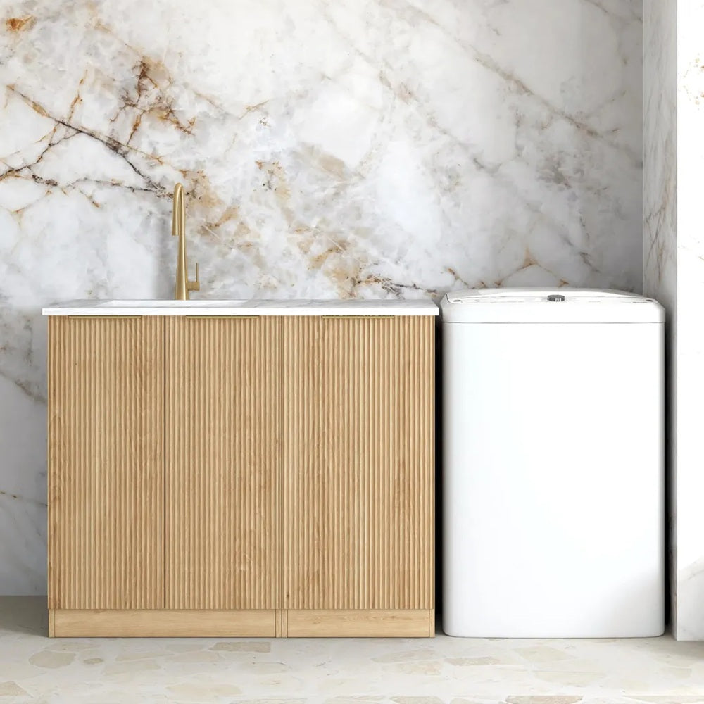 Otti Havana Base Laundry Kit 1060mm Woodland Oak / Natural Carrara Marble Top LA-1060-HAWL-NCA