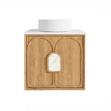 Otti Laguna Wall Hung Vanity 600mm Black American Oak / Pure White Top LG600BSTUD-PW