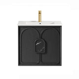 Otti Laguna Wall Hung Vanity 600mm Black American Oak / White Top LG600BCT