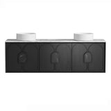Otti Laguna Wall Hung Vanity 1800mm Black American Oak / Natural Carrara Marble Top LG1800BSTUD-NCA