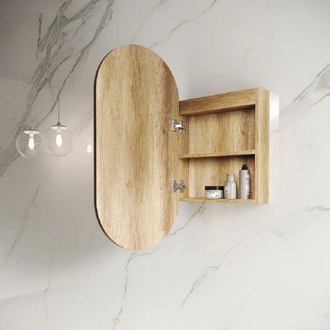 Otti Noosa LED Shaving Cabinet Oval 900x450mm Natural Oak LED-SOV9045N