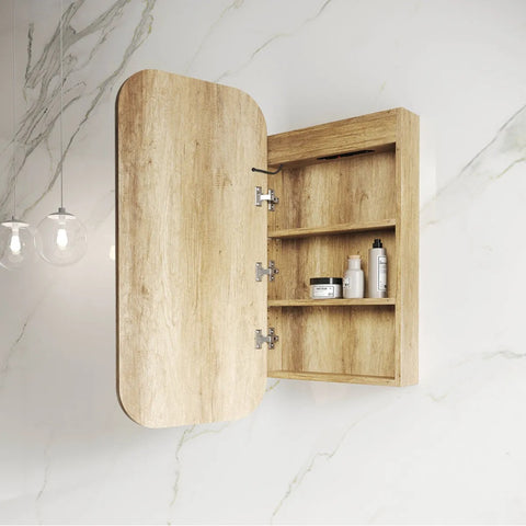 Otti Newport Soft Square LED Shaving Cabinet 900x450mm Natural Oak LED-SSQ9045N-VP