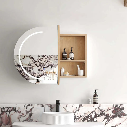 Otti Bondi LED Shaving Cabinet 900x600mm Premium Edition Natural Oak LED-BOSV9060N-VP