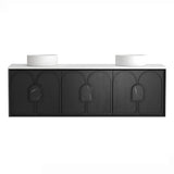 Otti Laguna Wall Hung Vanity 1800mm Black American Oak / Pure White Top LG1800BSTUD-PW
