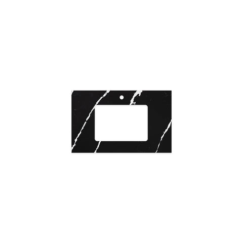 Fienza Nero Vena 750mm Stone Top w/ Undermount Basin Hole (1 Taphole) Silica Free 509-114-SF