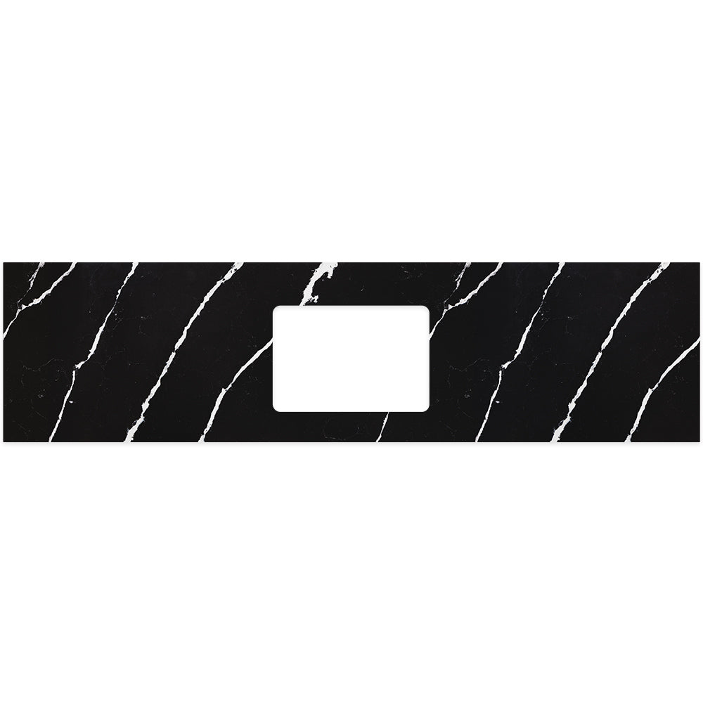 Fienza Undermount Vanity Bench Top 1800mm (No Taphole) Single Bowl Silica Free Nero Vena 509-148-SF